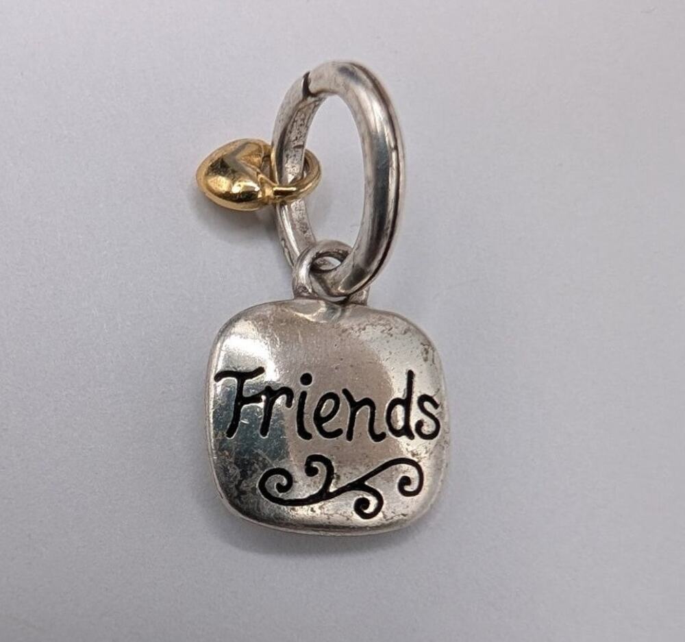 Brighton Friends Forever Heart Charm Pendant Sterling Silver & Gold Tone